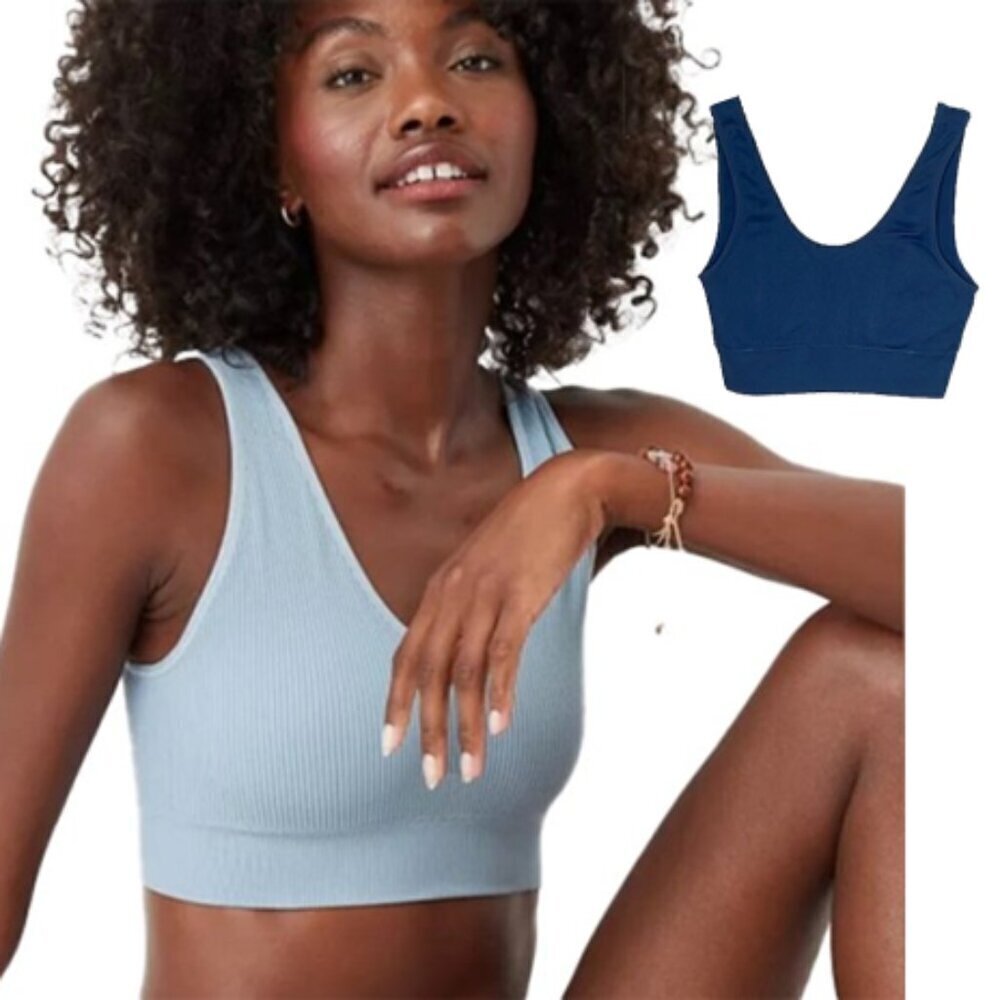 ❤️ AERIE Blue Cropped Tank Top Size S